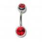 Preview: Bauchnabelpiercing mit zwei Kristallen