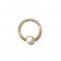 Preview: BCR Goldstyle - goldfarbener Piercingring mit Kristall