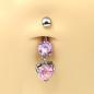 Preview: Luxus- Bauchnabelpiercing mit 2 Kristalle