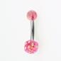 Preview: UV Bauchnabel Piercing mit Würfel pink