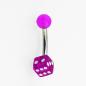 Preview: UV Bauchnabel Piercing mit Würfel violett
