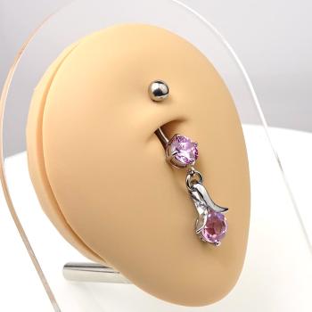 Preview: Bauchnabelpiercing mit Kristall und Anhänger