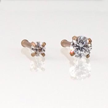 Preview: Rose Gold Steel Nasen Pin mit rundem Kristall
