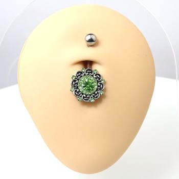 Steel Bauchnabelpiercing im blumigen Brass Design