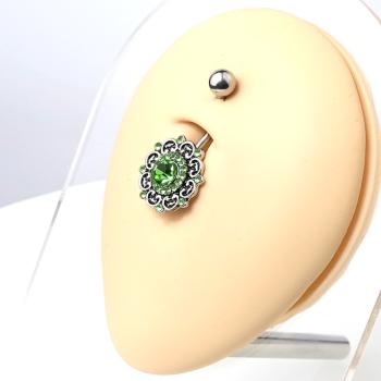 Steel Bauchnabelpiercing im blumigen Brass Design