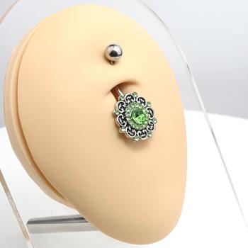 Steel Bauchnabelpiercing im blumigen Brass Design