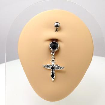 Bauchnabelpiercing m. schwarzem Stein
