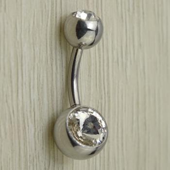 Preview: Bauchnabelpiercing mit zwei Kristallen