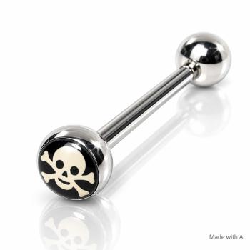 Zungenpiercing Totenkopf