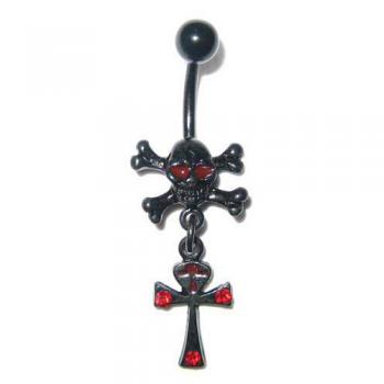 Bauchnabelbanane - Totenkopf mit Kreuz
