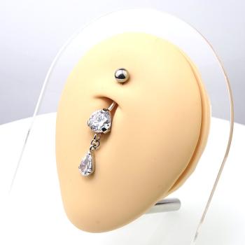 Luxus- Bauchnabelpiercing mit 2 Kristalle
