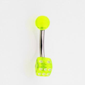 UV Bauchnabel Piercing mit Würfel grün