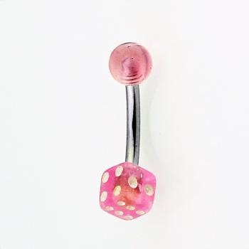 UV Bauchnabel Piercing mit Würfel pink
