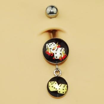 Round Picture Dangling Banana - "Würfel mit Flamme"