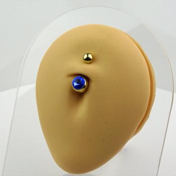 Titan Zircon Bauchnabel Piercing mit Kristall Saphirblau