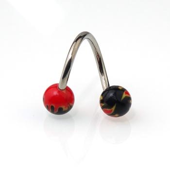 Titanium Body Spirale 1.6x12mm mit Plastastic- Kugeln Hellfire Rot