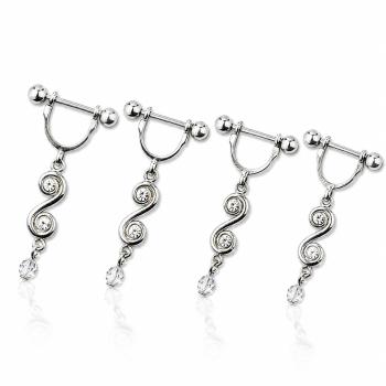 Preview: Nipple Shield - Brustpiercing mit Bügel und Anhänger