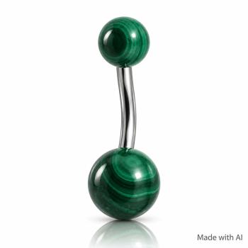 Bauchnabelbanane mit Gemstone-Kugeln aus Halbedelstein Malachit