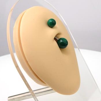 Preview: Bauchnabelbanane mit Gemstone-Kugeln aus Halbedelstein Malachit