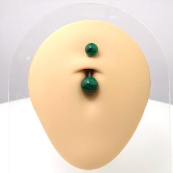 Preview: Bauchnabelbanane mit Gemstone-Kugeln aus Halbedelstein Malachit