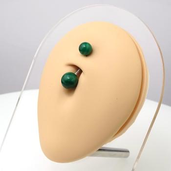 Preview: Bauchnabelbanane mit Gemstone-Kugeln aus Halbedelstein Malachit