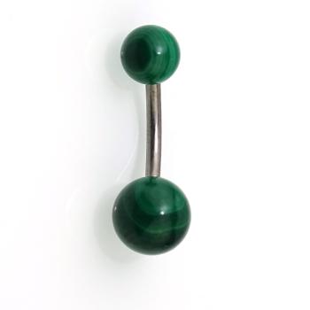 Preview: Bauchnabelbanane mit Gemstone-Kugeln aus Halbedelstein Malachit