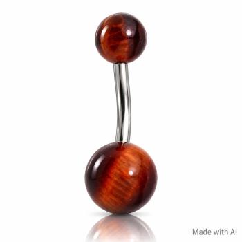 Bauchnabelbanane mit Gemstone-Kugeln aus Halbedelstein Rotes Tigerauge