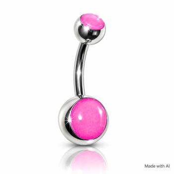 Titan Bauchnabel Piercing mit zwei Leuchtsteinen (Nightball)