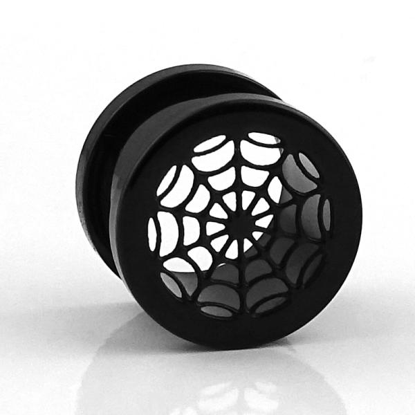 Schwarzer Spinnennetz Flesh Tunnel 12 mm