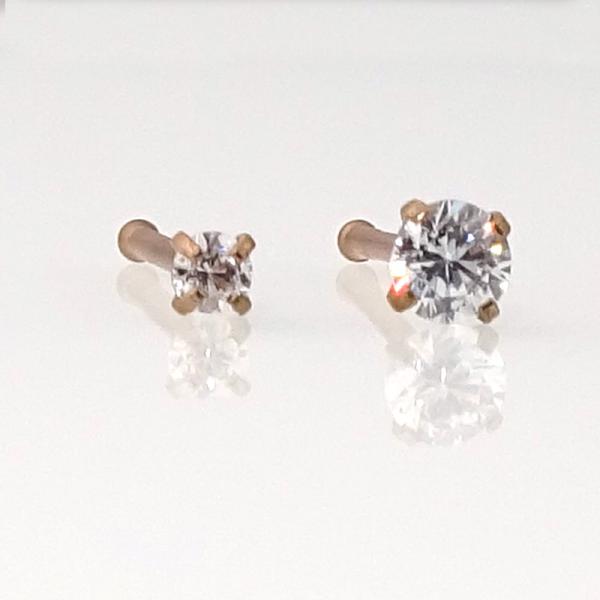 Rose Gold Steel Nasen Pin mit rundem Kristall