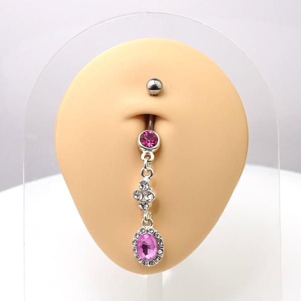Bauchnabelpiercing mit pinkem Kristall