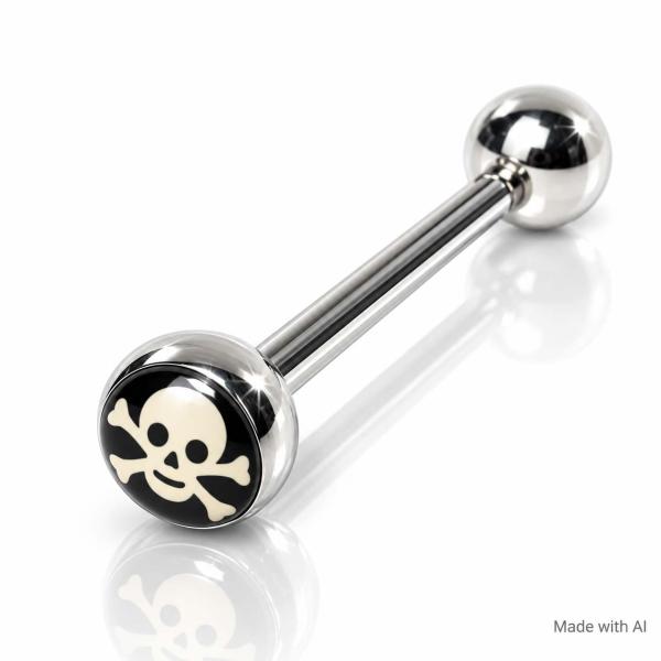 Zungenpiercing Totenkopf