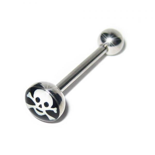 Zungenpiercing Totenkopf