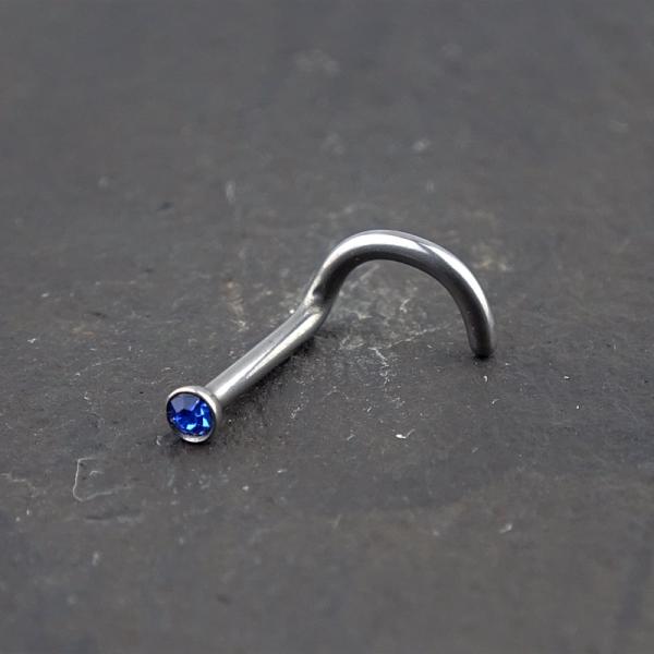 Nasenpiercing mit Kristall-Saphirblau