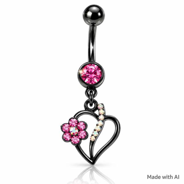 Nabelpiercing mit Kristalle in schwarz