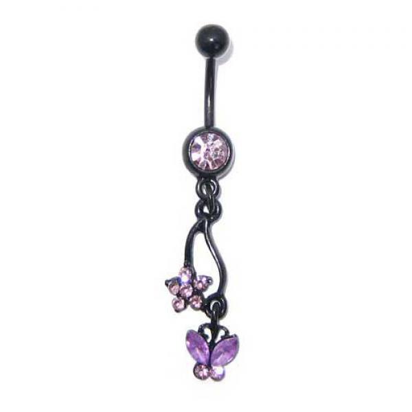 Nabelpiercing mit Schmetterling violett