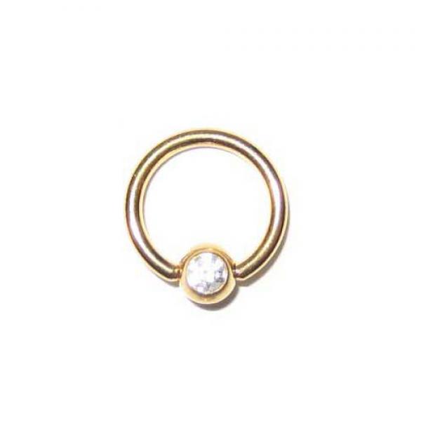 BCR Goldstyle - goldfarbener Piercingring mit Kristall