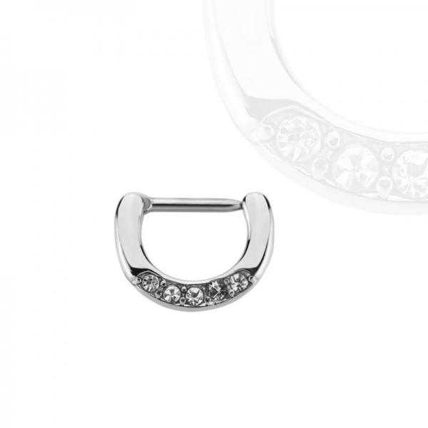 Fashion Brass Septum Clicker mit Kristalle