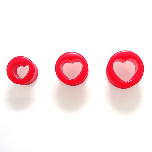 Acrylic Red Heart Double Flared Tunnel