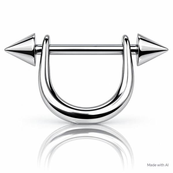 Brustpiercing - Barbell mit Kegel und Bügel