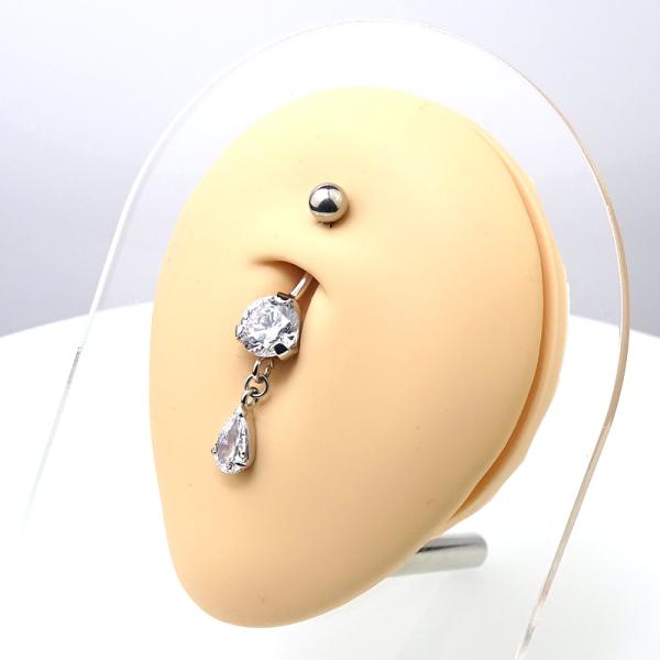 Luxus- Bauchnabelpiercing mit 2 Kristalle