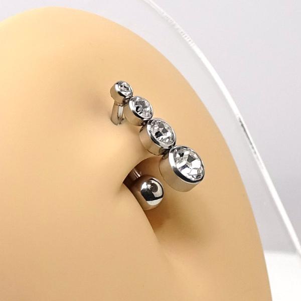 Luxus- Bauchnabelpiercing mit 4 Kristalle