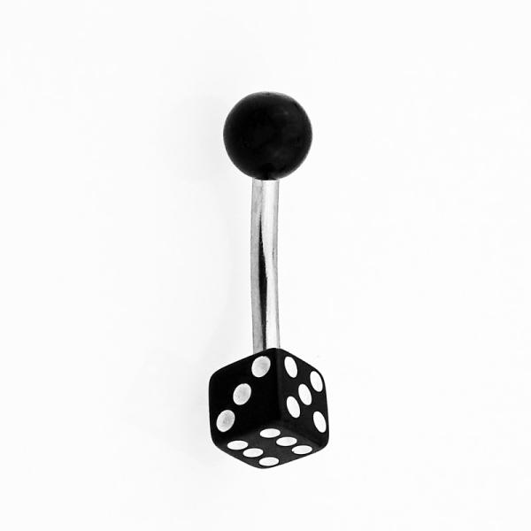 UV Bauchnabel Piercing mit Würfel schwarz