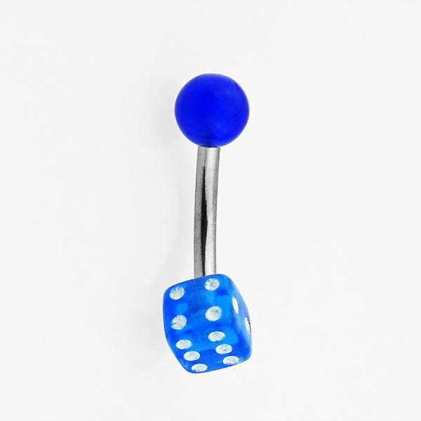 UV Bauchnabel Piercing mit Würfel blau