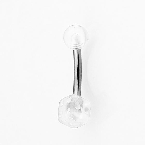 UV Bauchnabel Piercing mit Würfel klar