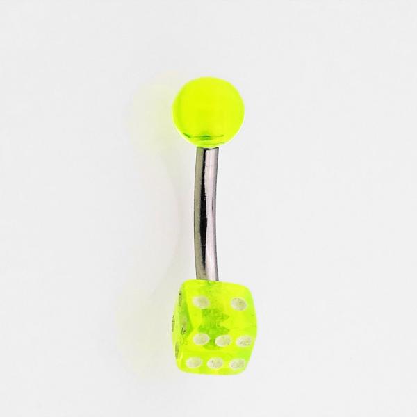 UV Bauchnabel Piercing mit Würfel grün