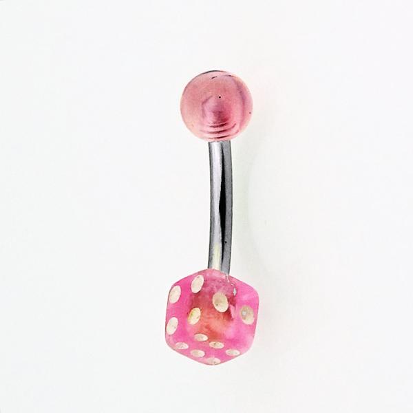 UV Bauchnabel Piercing mit Würfel pink