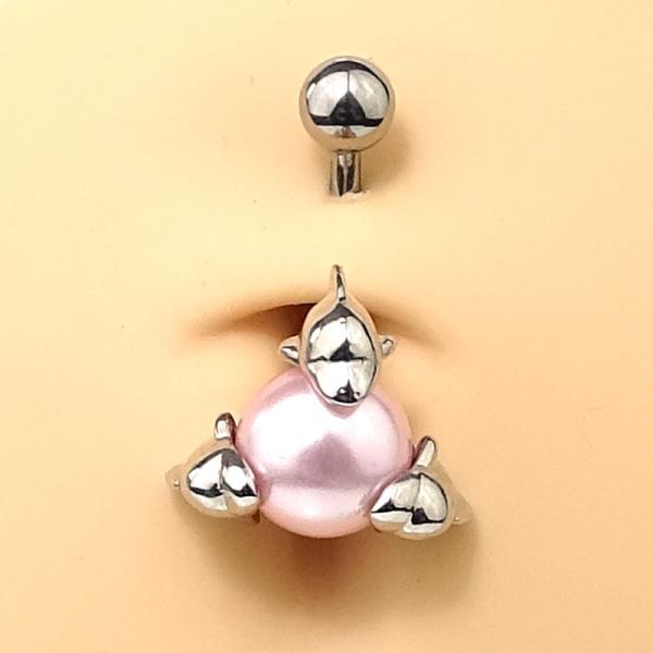 Rhodinierte Bauchnabelbanane - Kugel mit Delphine