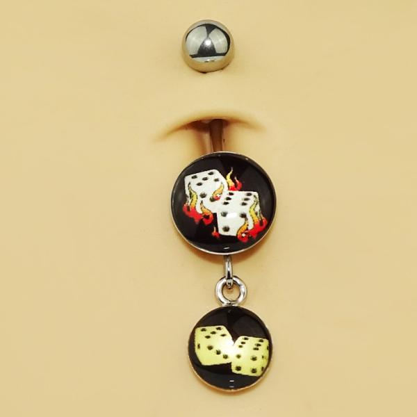 Round Picture Dangling Banana - "Würfel mit Flamme"