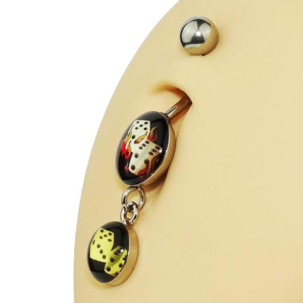 Round Picture Dangling Banana - "Würfel mit Flamme"